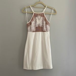 Stylestalker - white mini dress with mesh and lace details - NWT!
